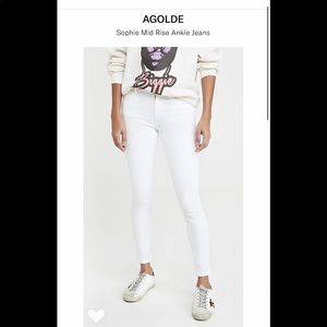 NWT Agolde Sophie Mid Rise Ankle Jeans in white